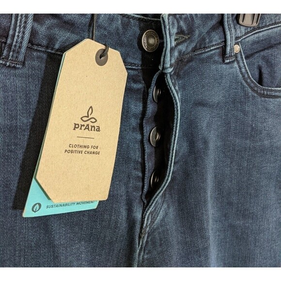 Prana Buxton Jean Deep Blue Mid Rise Button Fly Slim Boyfriend Fit Size 4/27 - Picture 7 of 10